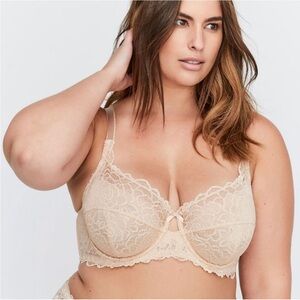 Deesse Femme Couture Nude Beige Lace Underwire Unpadded Unlined Bra size 44H